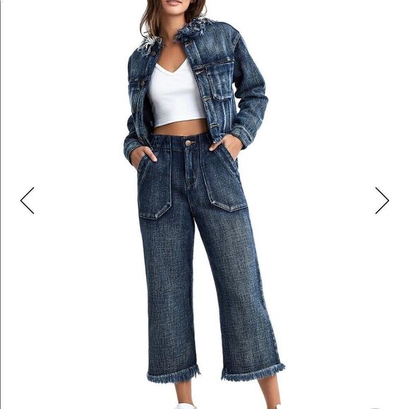NWT True Religion Utility High Rise Culotte Jeans - Picture 1 of 10